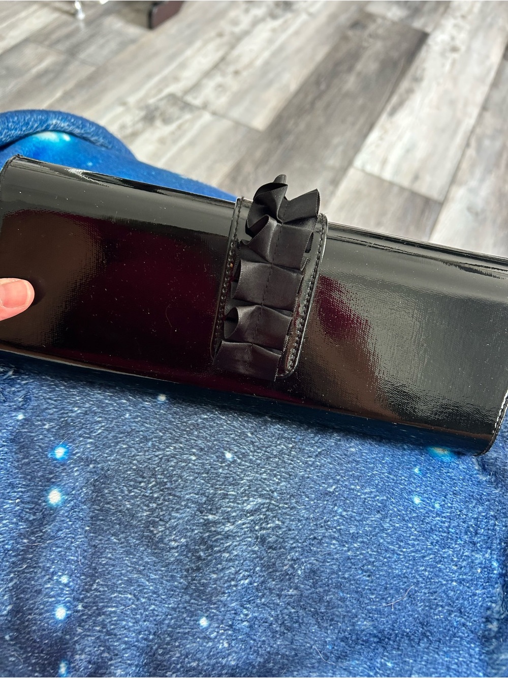 4/$100 Black Patent Leather Clutch with Bow Detail - Women Bags